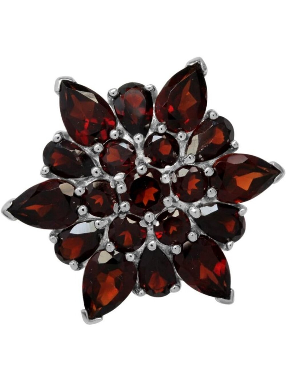 Gorgeous 925 Sterling Silver Flower Cluster Cocktail Ring with Genuine Gemstones